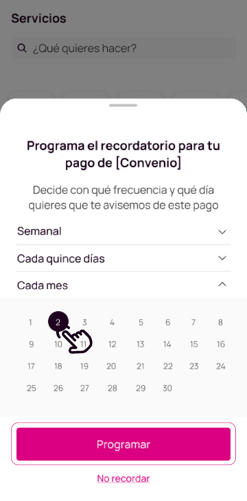 Selecciona la fecha de pago