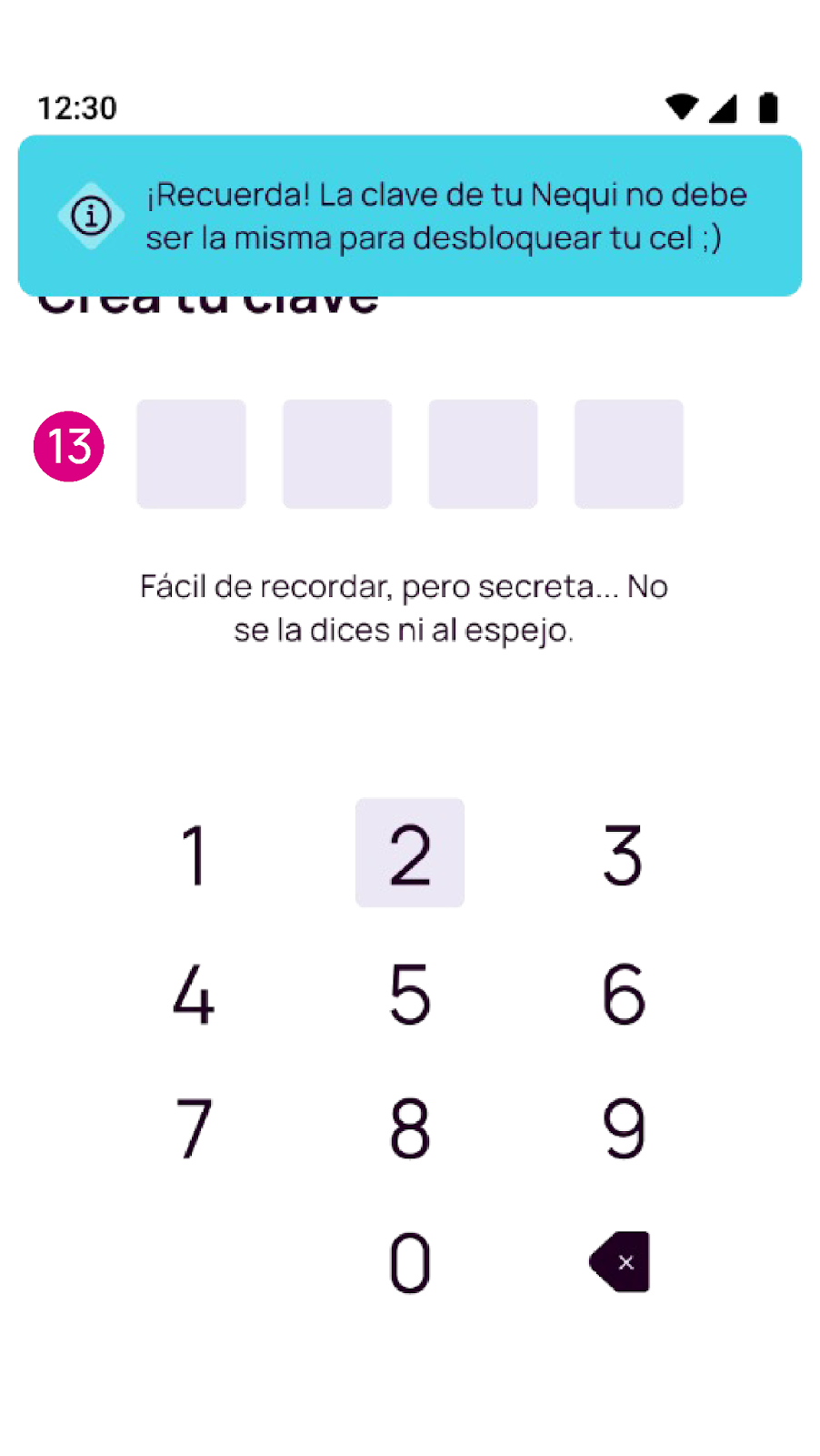 Crea tu clave al crear Nequi