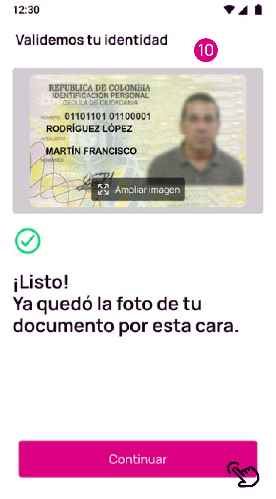 Escanea tu documento para crear Nequi