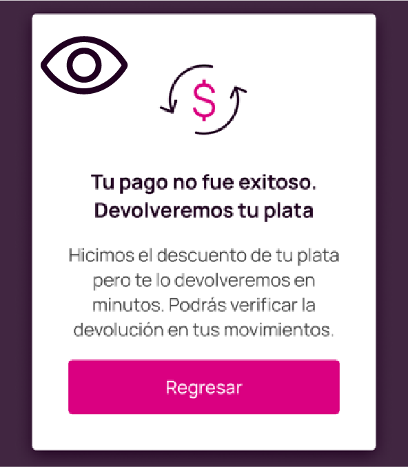 Error en la app Nequi de pago no exitoso con QR.
