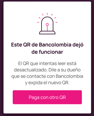 Error de QR Bancolombia desactualizado