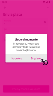Pantalla llega el momento en la app Nequi