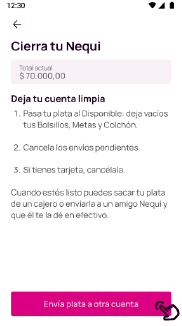Pantalla de envía plata a otra cuenta en la app Nequi
