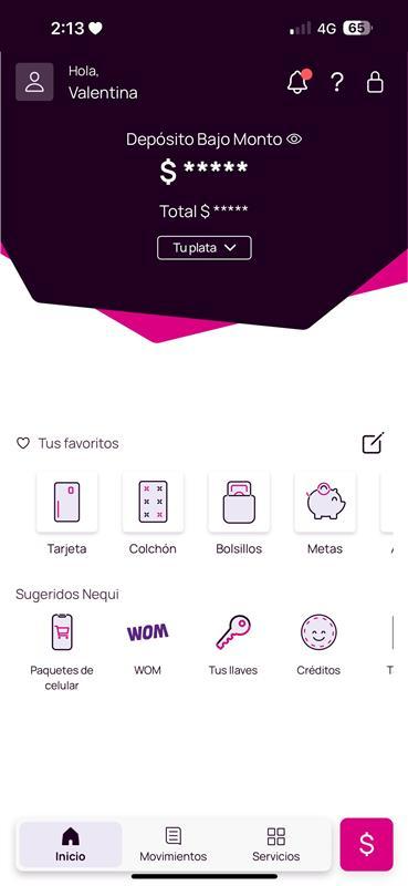 Símbolo de candado en la app Nequi