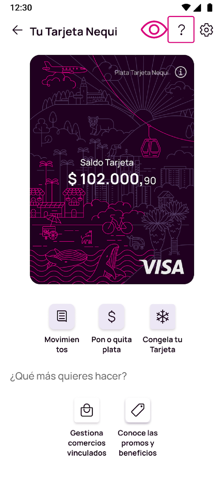 Detalle de la Tarjeta Nequi Visa