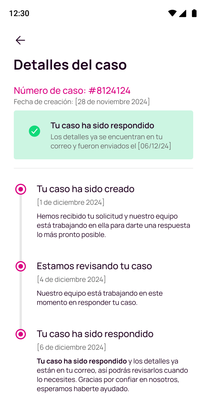 Pantalla caso respondido