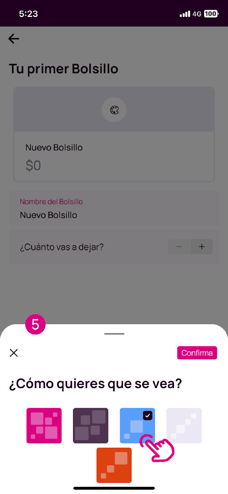 Pantalla cómo quieres que se vea el bolsillo en Nequi