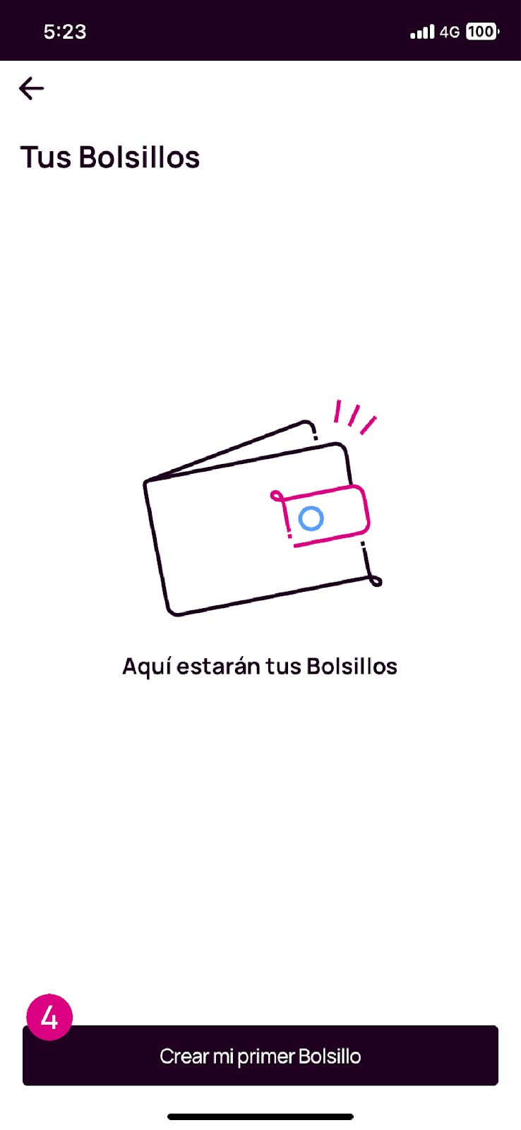 Pantalla crear mi primer bolsillo en Nequi