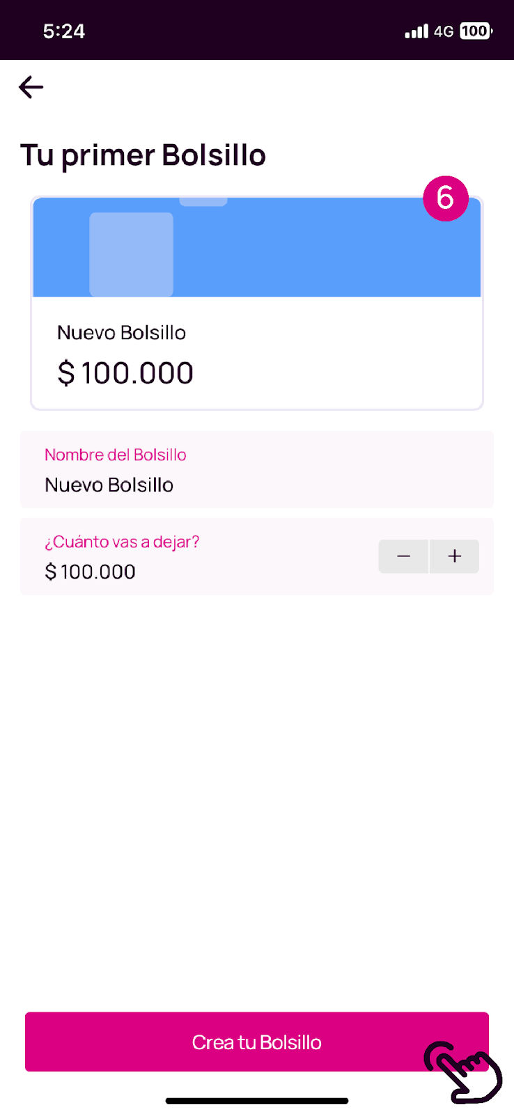 Pantalla crea tu bolsillo en Nequi