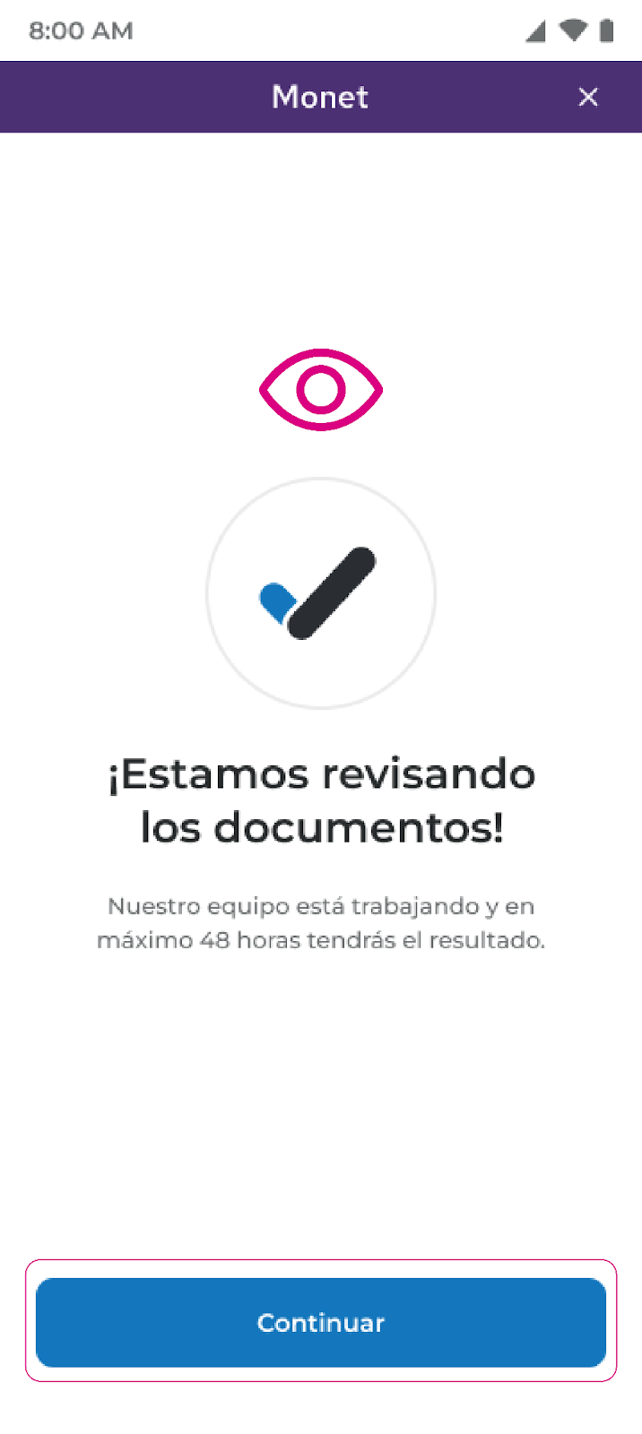 Pantalla de revision de documentos en Nequi