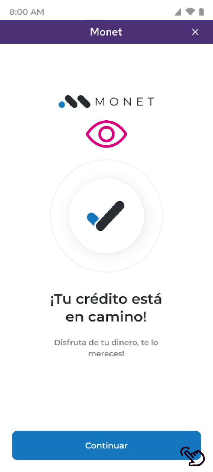 Pantalla tu crédito esta en camino en Nequi