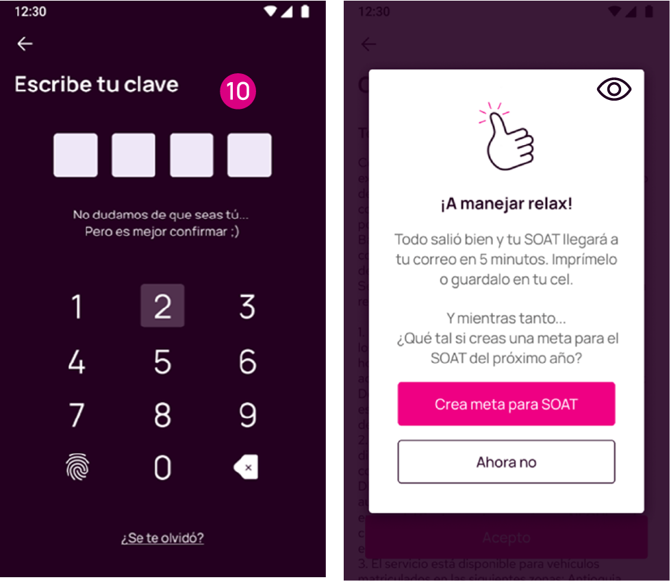 Escribe la clave para la compra del SOAT por Nequi