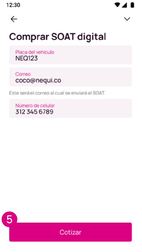 Cotizar SOAT digital en la app Nequi