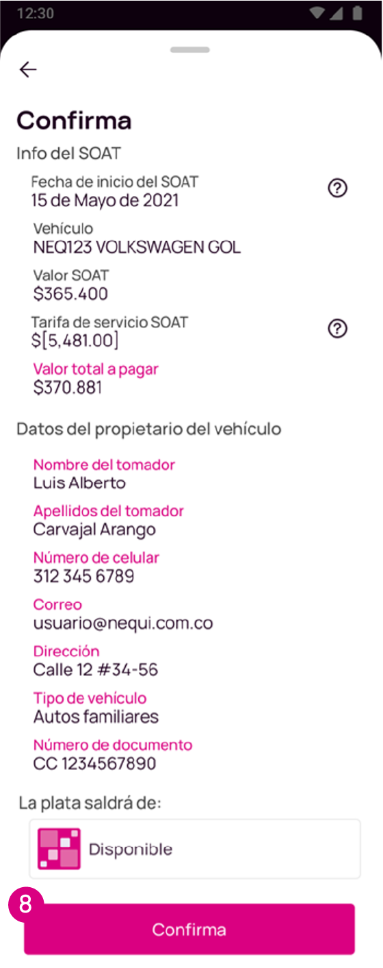 Confirma la compra del SOAT por Nequi