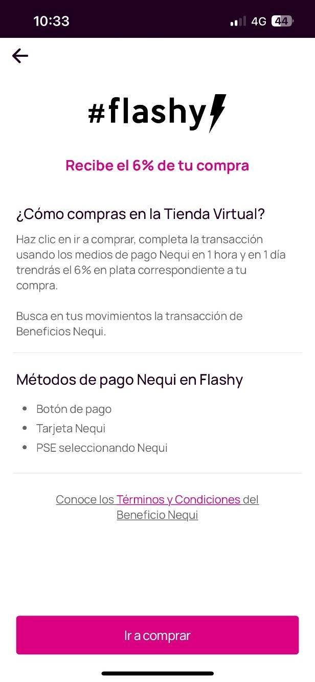 página web de uno de los comercios de la tienda Nequi