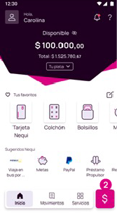 Signo pesos en la app Nequi