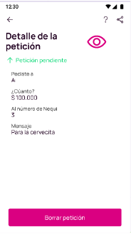 Detalles de la petición en la app Nequi