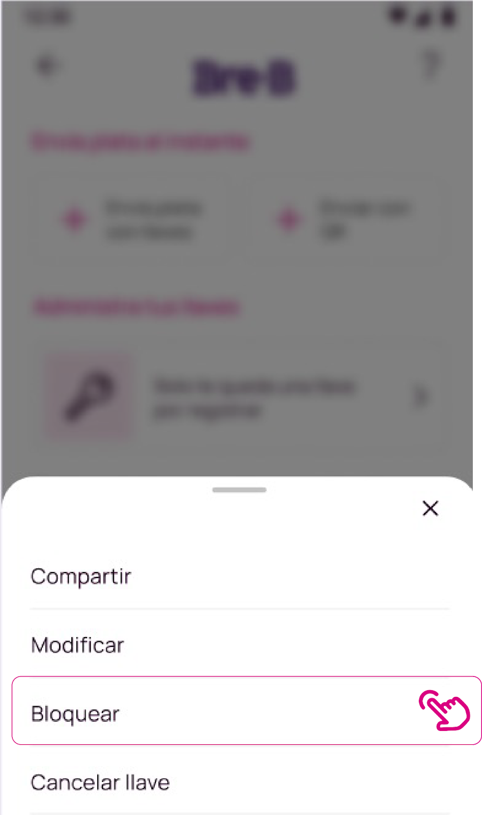 Opción para bloquear las llaves registradas en Nequi