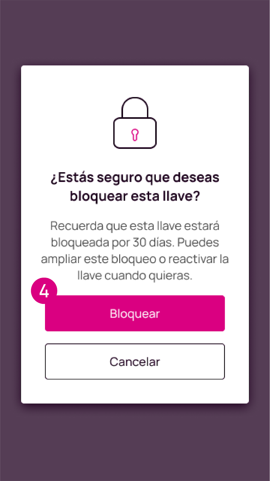 Selecciona bloquear en la app Nequi para bloquear la llave de Bre-B