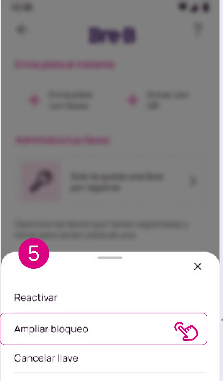Opción para ampliar bloqueo en la app Nequi