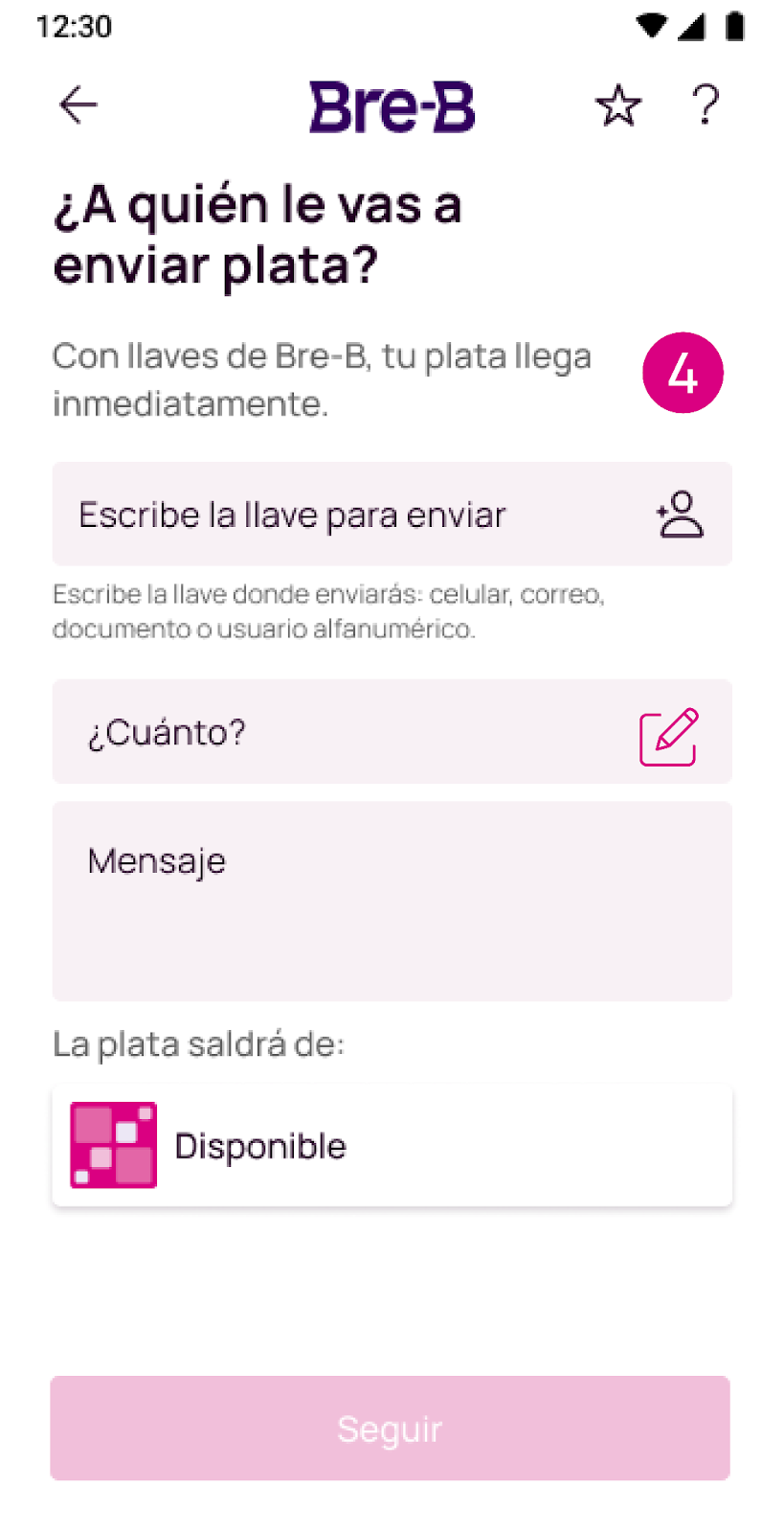 Ingresa los datos del destinatario en la app Nequi