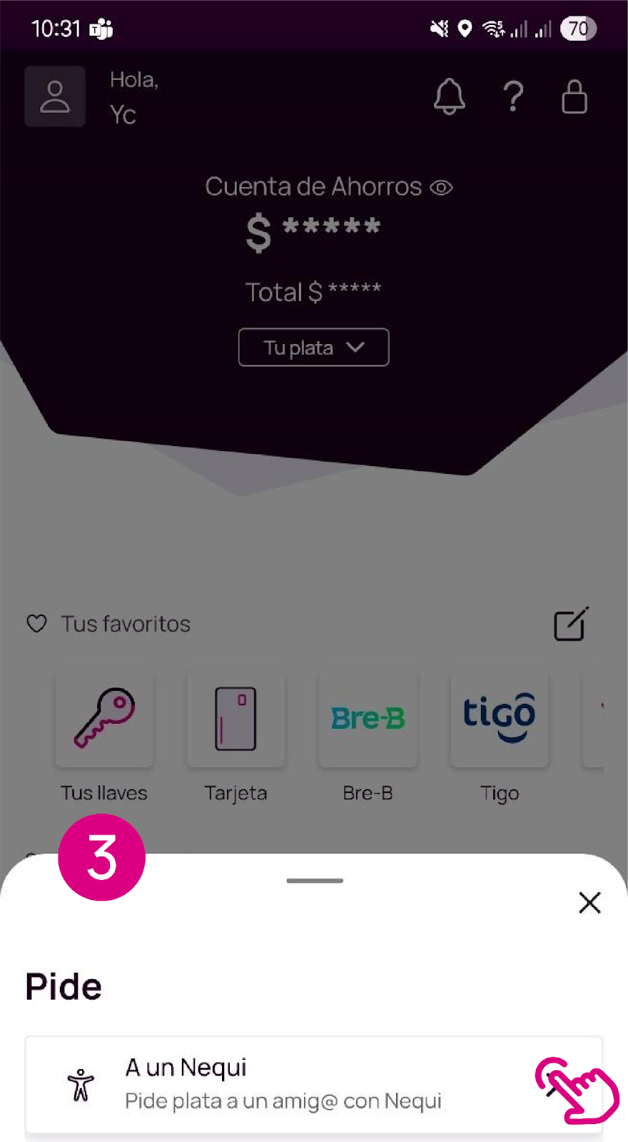 Elige pedir a un Nequi 