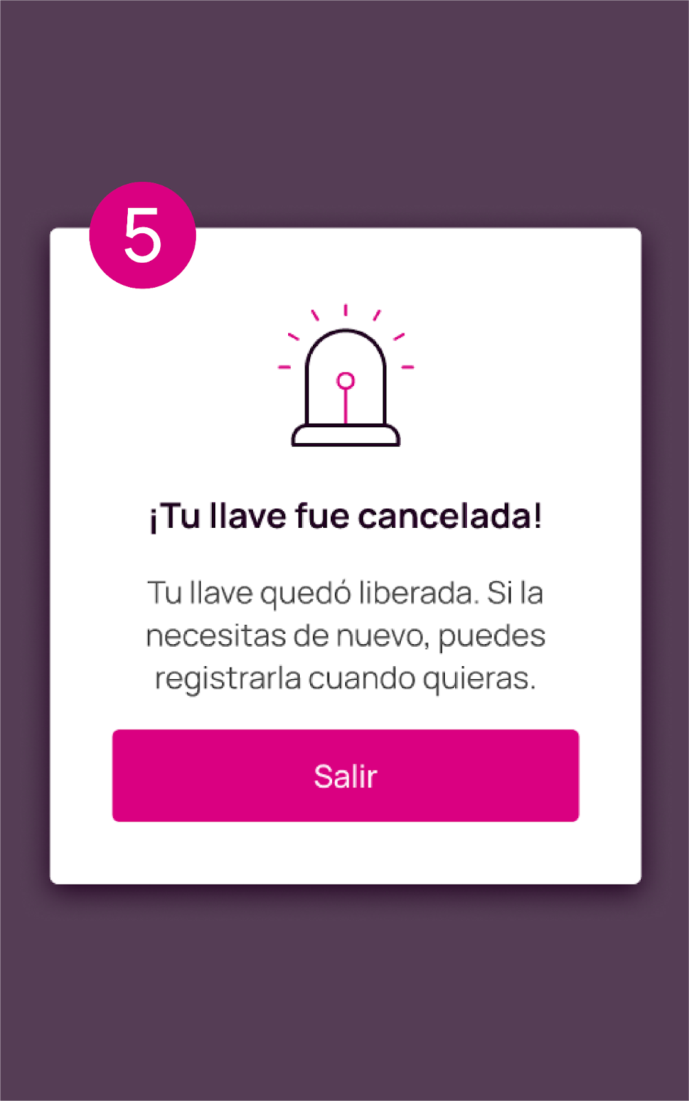 Pantalla de confirmación de la cancelación de la llave en Nequi