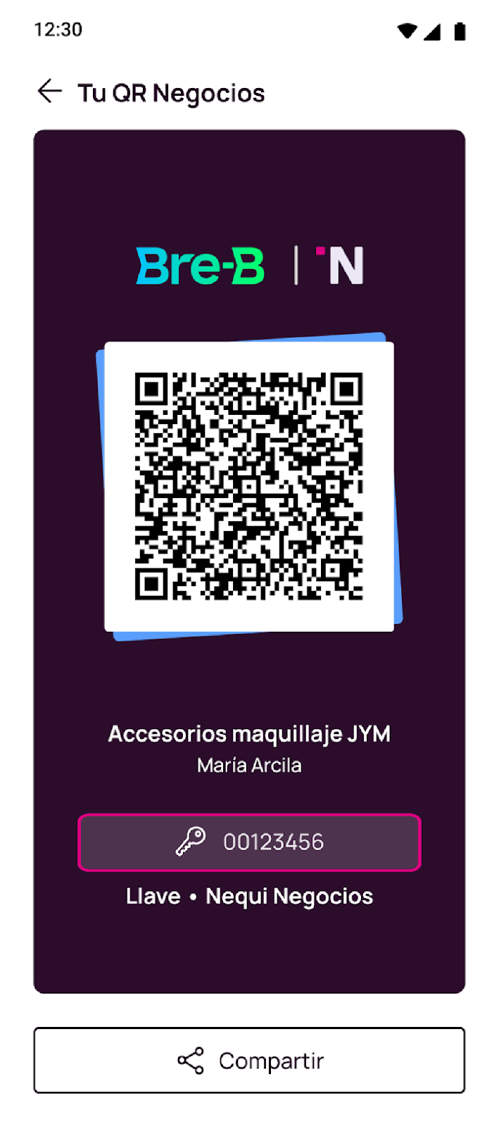 QR y llave Nequi Negocios