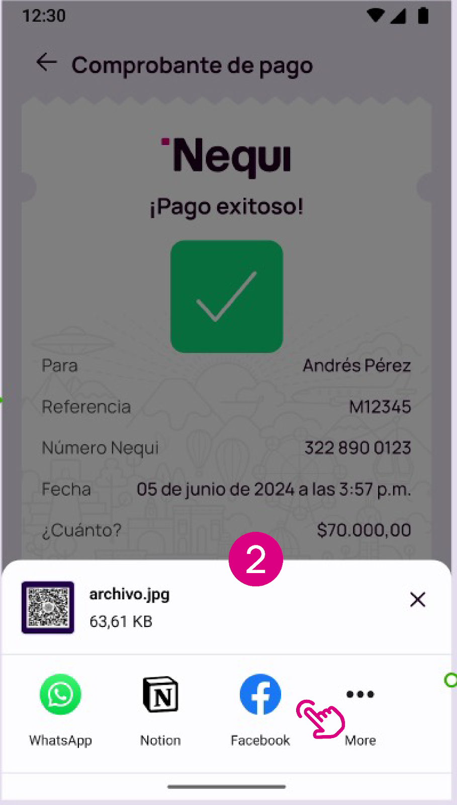 Compartir el comprobante desde la app Nequi