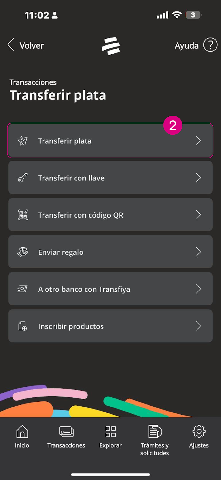 Pantalla de Transferir plata en la app Nequi
