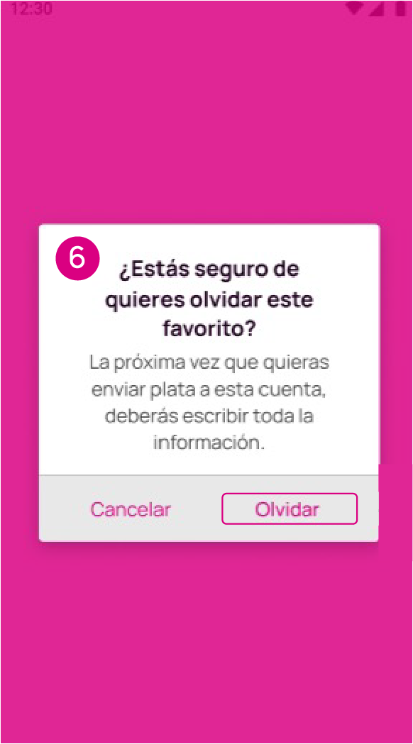 Eliminar la cuenta favorita en la app Nequi
