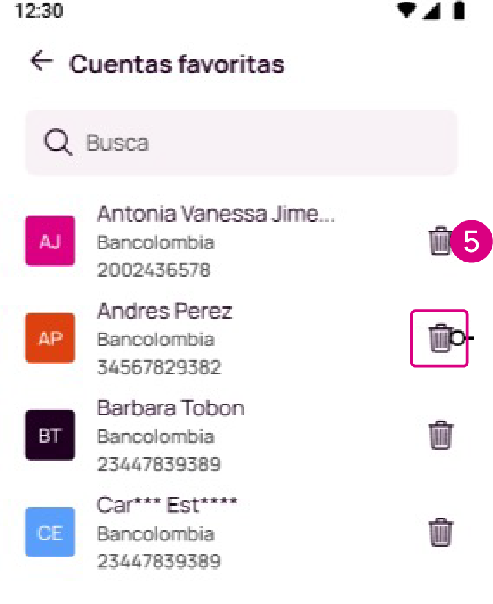 Cuentas Favoritas en la app Nequi