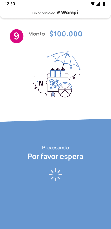 Pantalla de creación de link de pago en proceso en Pantalla de opciones de pago en app Nequi Negocio