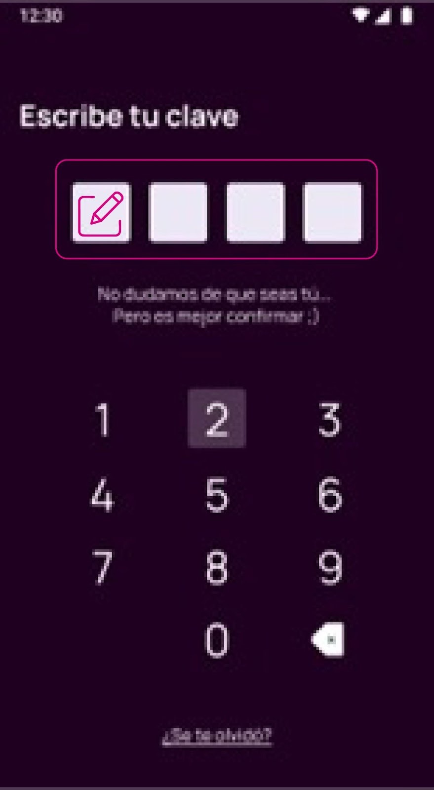 Escribe tu clave en la app Nequi