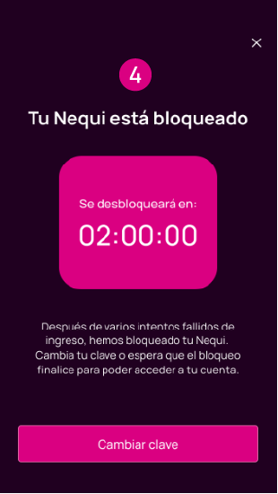 Pantalla Tu Nequi está bloqueado para cambiar la clave