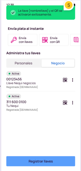 Pantalla confirmación exitosa de reactivación llave de negocio.png