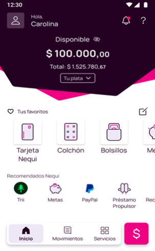 Pantalla Nequi Servicios
